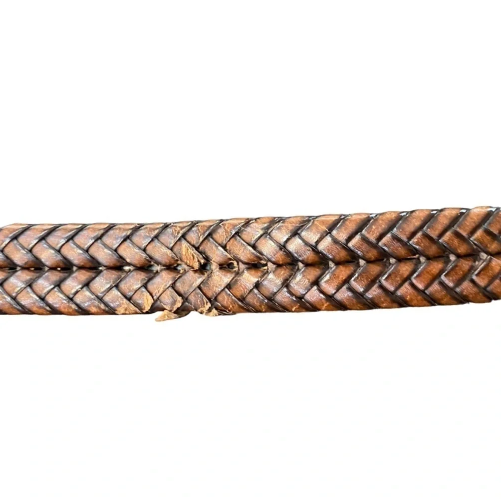 Fossil Men’s Brown Braided Belt Gold Buckle Size 36